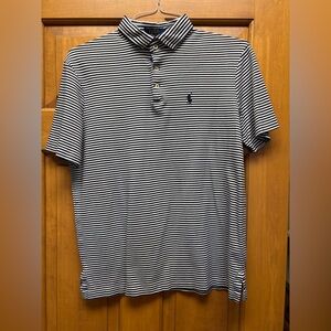 Polo by Ralph Lauren Men's Navy and White Striped Polo, Size S
